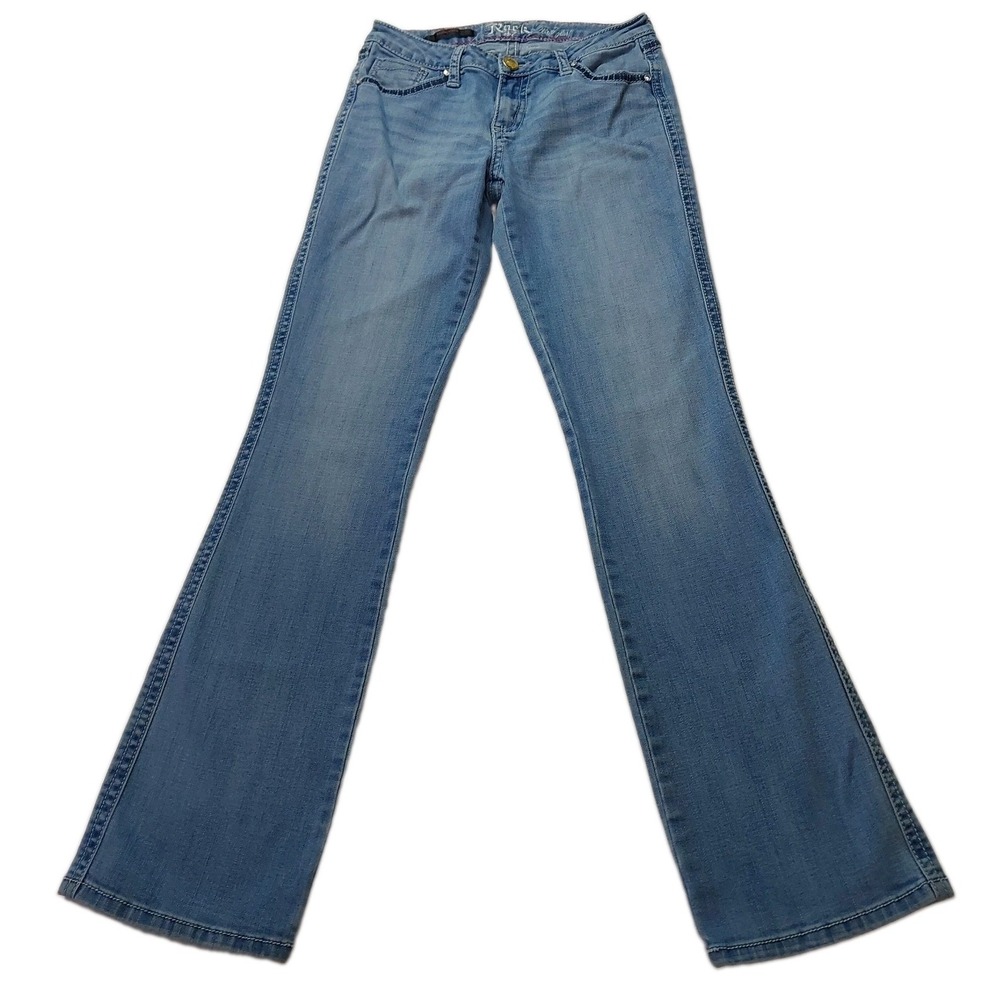 Wrangler Rock 47 Bootcut Low Rise Jeans Women 28x34 Blue Denim Stretch Western